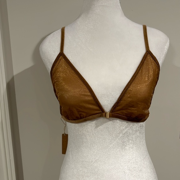 skims glissinette gold shimmer bralette  color chai size XL NWT - Picture 1 of 4